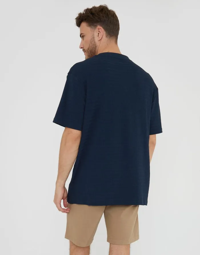 Men Navy Relaxed Fit Textured TShirt Threadbare TShirts Men Navy Relaxed Fit Textured TShirt Threadbare TShirts