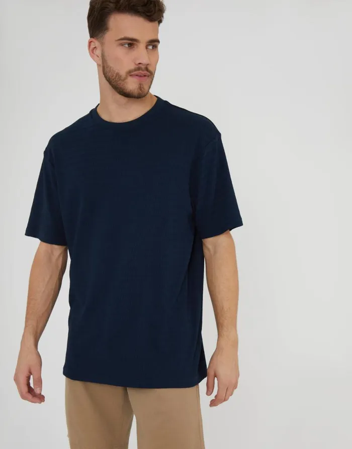 Men Navy Relaxed Fit Textured TShirt Threadbare TShirts Men Navy Relaxed Fit Textured TShirt Threadbare TShirts
