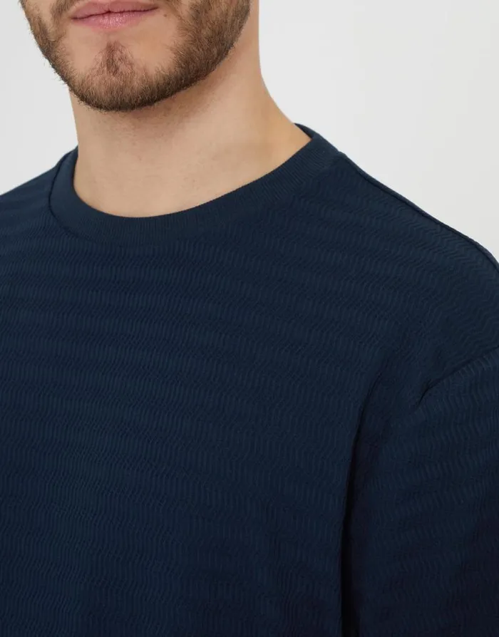 Men Navy Relaxed Fit Textured TShirt Threadbare TShirts Men Navy Relaxed Fit Textured TShirt Threadbare TShirts