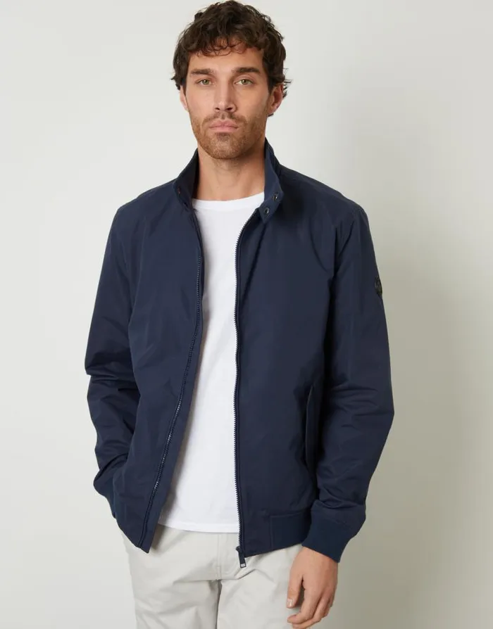 Men Navy Zip Up Harrington Jacket Threadbare Jackets