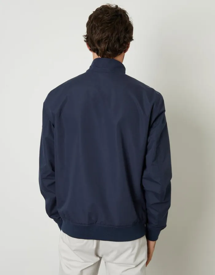 Men Navy Zip Up Harrington Jacket Threadbare Jackets