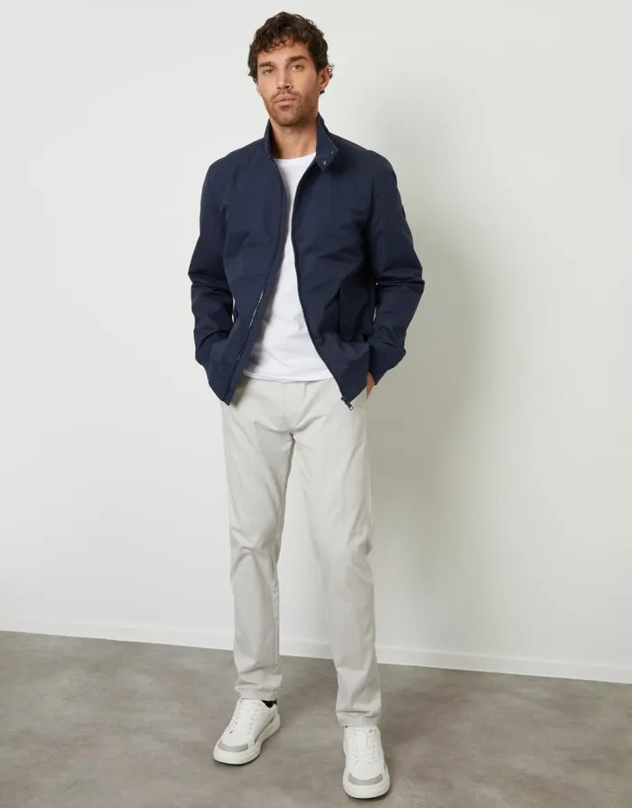 Men Navy Zip Up Harrington Jacket Threadbare Jackets