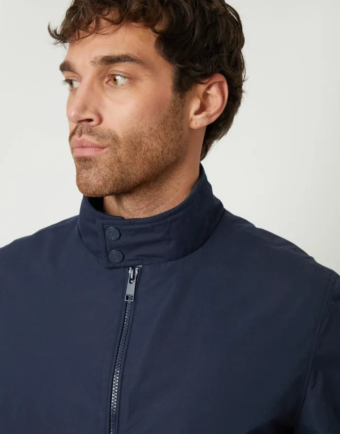 Men Navy Zip Up Harrington Jacket Threadbare Jackets