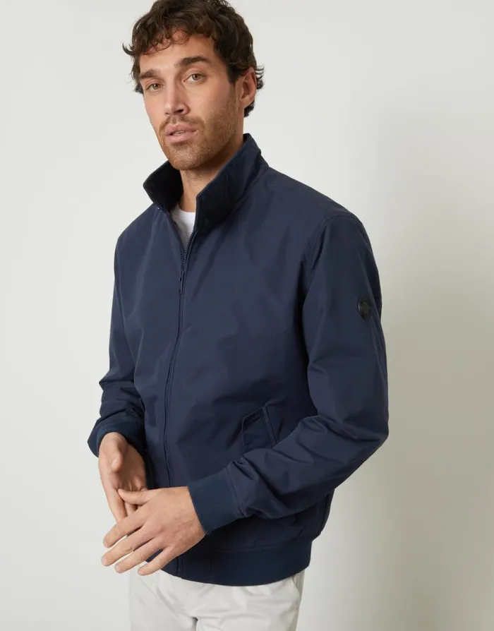 Men Navy Zip Up Harrington Jacket Threadbare Jackets