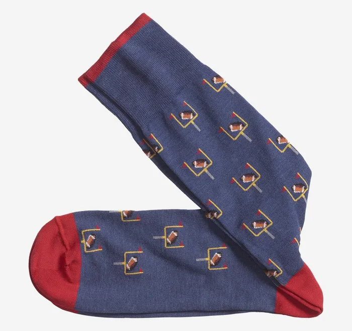Men Novelty Socks Blue Football Goal JohnstonandMurphy Socks