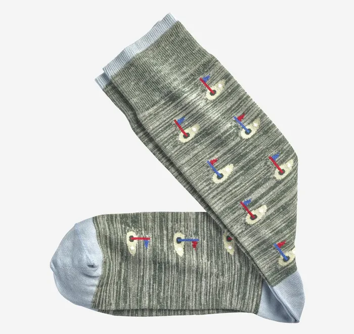 Men Novelty Socks Green Golf JohnstonandMurphy Socks