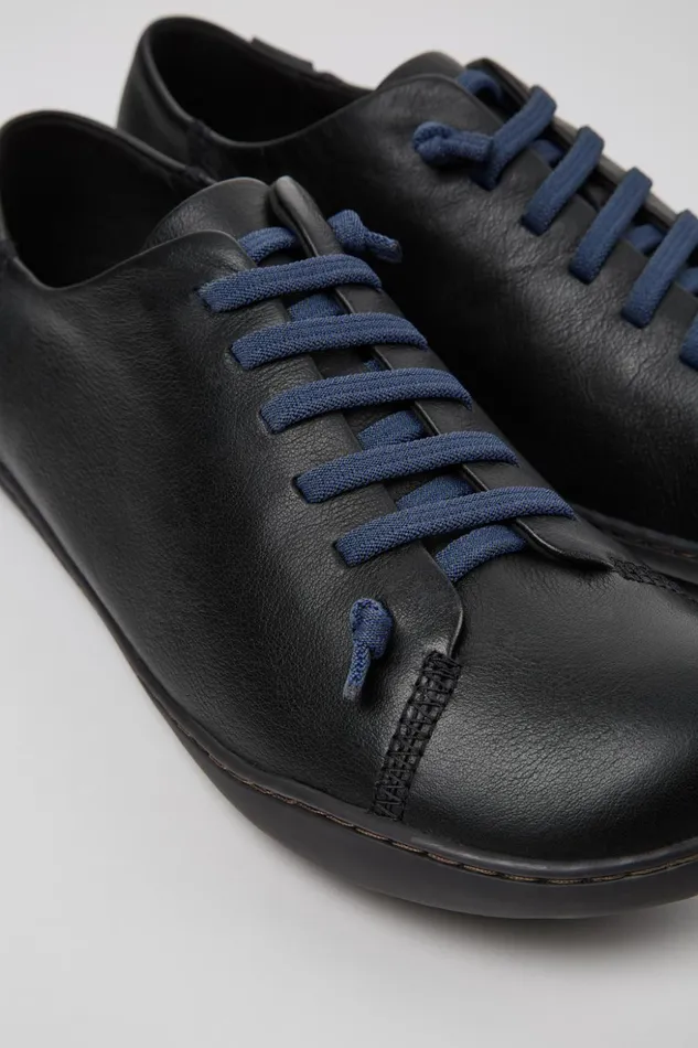 Men Peu Black Leather Shoes Camper Casual Shoes