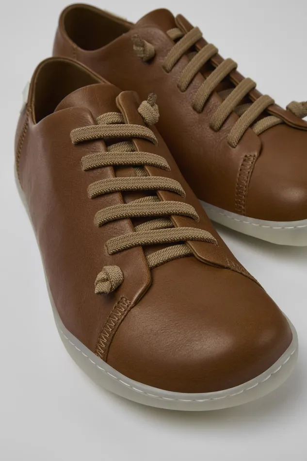 Men Peu Brown Leather Basket Camper Casual Shoes