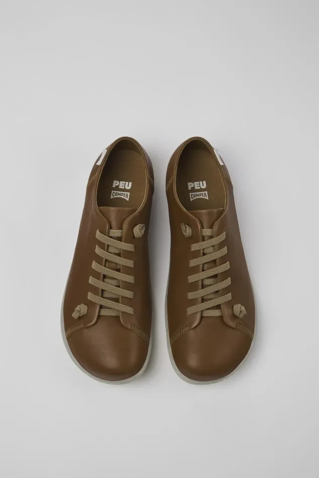 Men Peu Brown Leather Basket Camper Casual Shoes