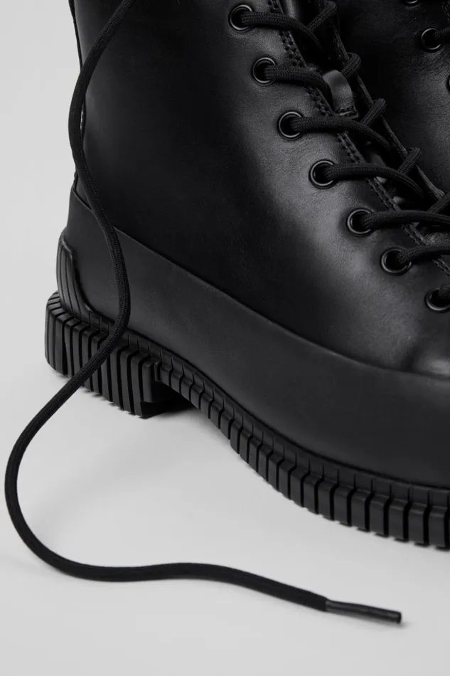 Men Pix Black Lace Up Boot Camper Ankle Boots