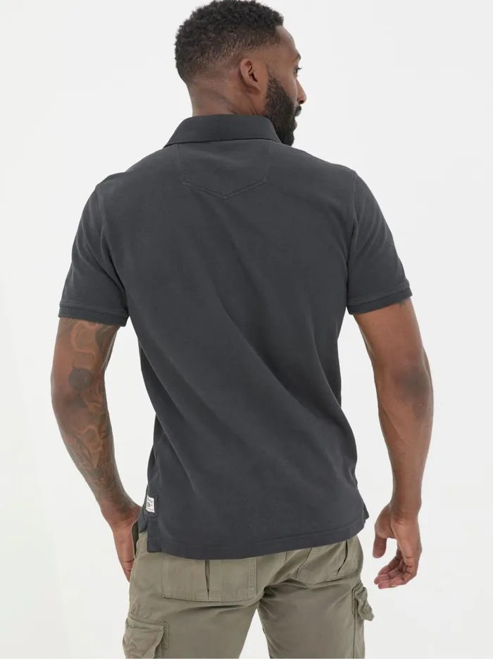 Men Polo Shirts Fat Face Black Pique Polo Shirt