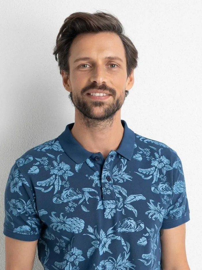 Men Polo Shirts Petrol Industries Botanical Polo Shirt Petrol Blue
