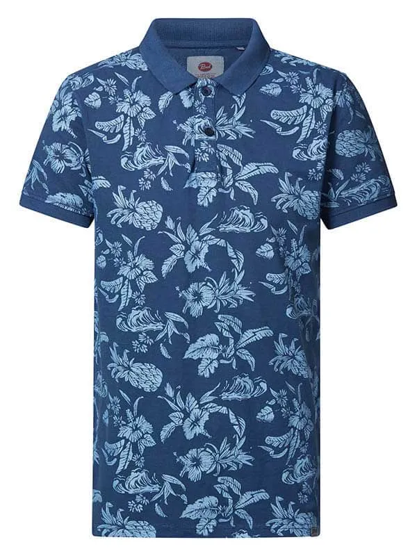 Men Polo Shirts Petrol Industries Botanical Polo Shirt Petrol Blue