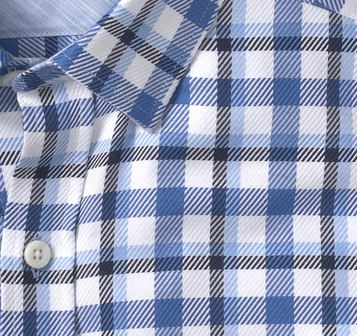 Men Premium Cotton Shirts Blue Twill Check JohnstonandMurphy Shirts Men Premium Cotton Shirts Blue Twill Check JohnstonandMurphy Shirts