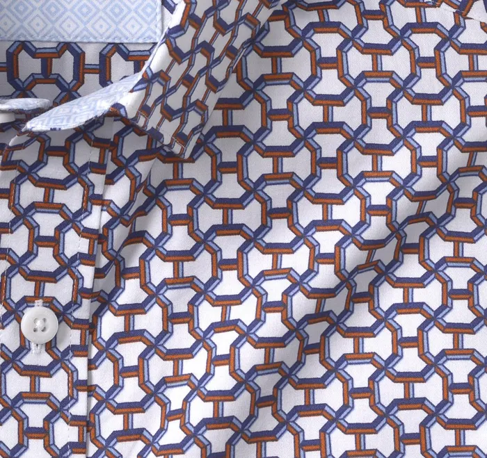 Men Printed Cotton Shirt Orange Tunnel Maze JohnstonandMurphy Shirts Men Printed Cotton Shirt Orange Tunnel Maze JohnstonandMurphy Shirts