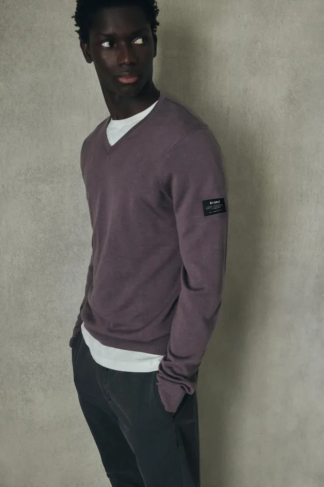 Men Purple Ferro Sweater Ecoalf Knitwear