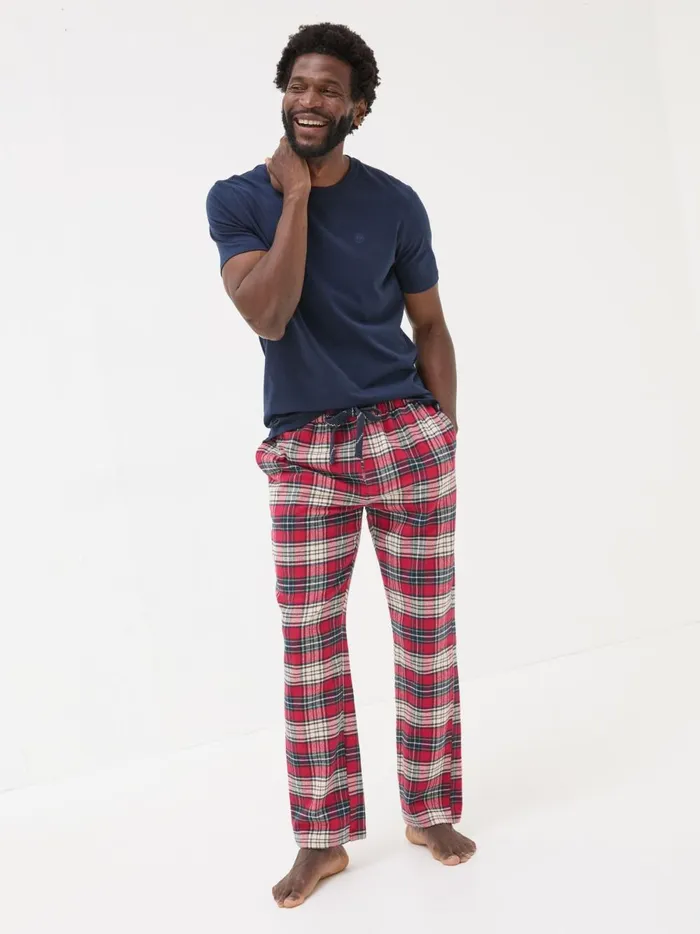 Men Pyjamas and Nightwear Fat Face Navy Check Pyjamas Set