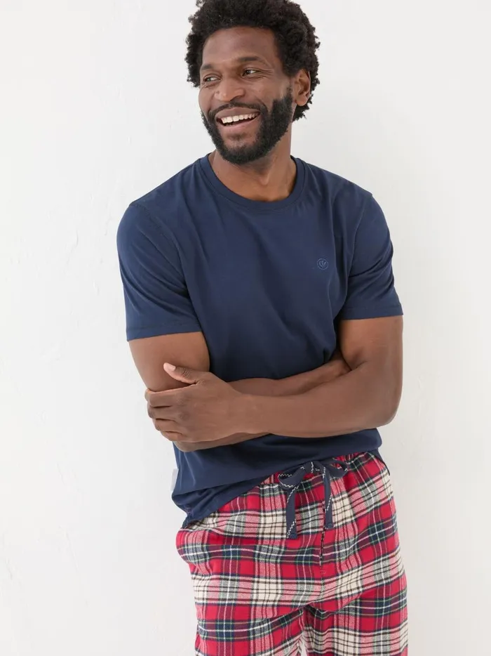 Men Pyjamas and Nightwear Fat Face Navy Check Pyjamas Set