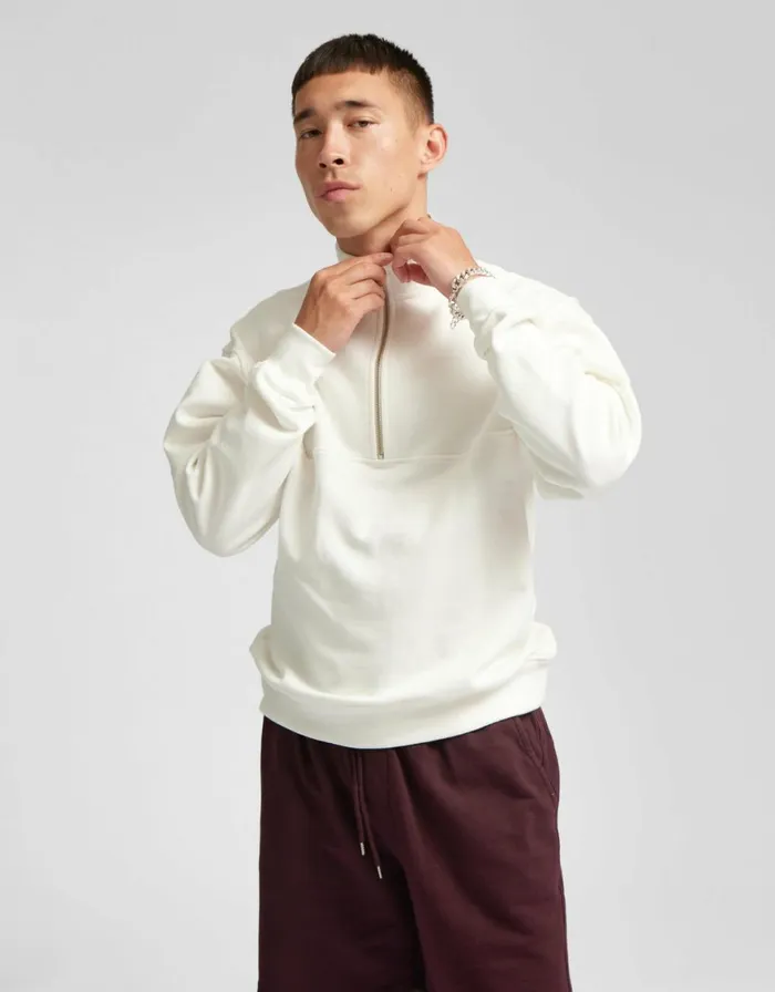 Men Quarter Zips Colorful Standard Organic Quarter Zip Limestone Grey