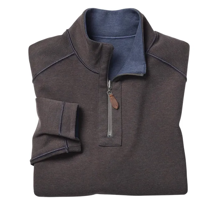 Men Reversible Solid QuarterZip Navybrown JohnstonandMurphy Sweaters and Knits Men Reversible Solid QuarterZip Navybrown JohnstonandMurphy Sweaters and Knits