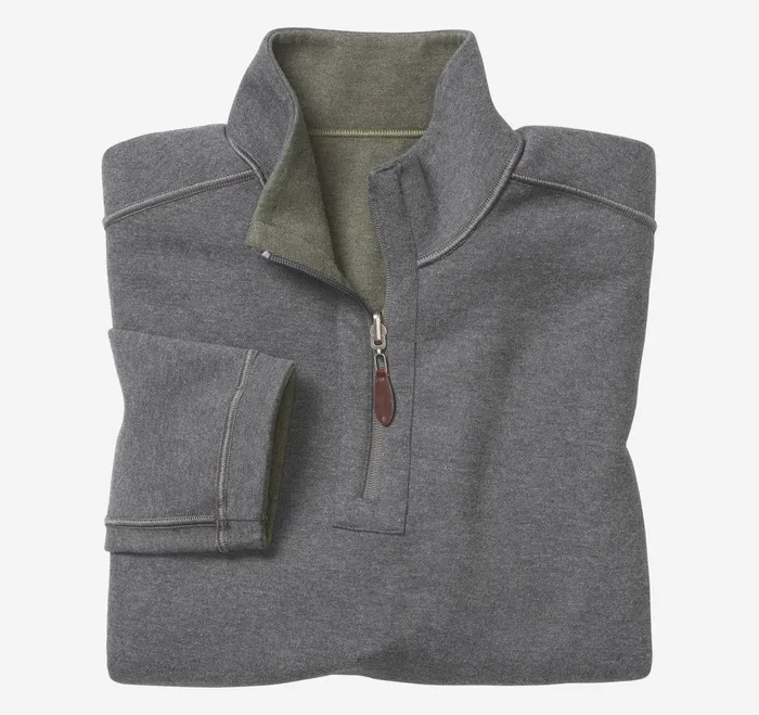 Men Reversible Solid QuarterZip Olivecharcoal JohnstonandMurphy Sweaters and Knits Men Reversible Solid QuarterZip Olivecharcoal JohnstonandMurphy Sweaters and Knits