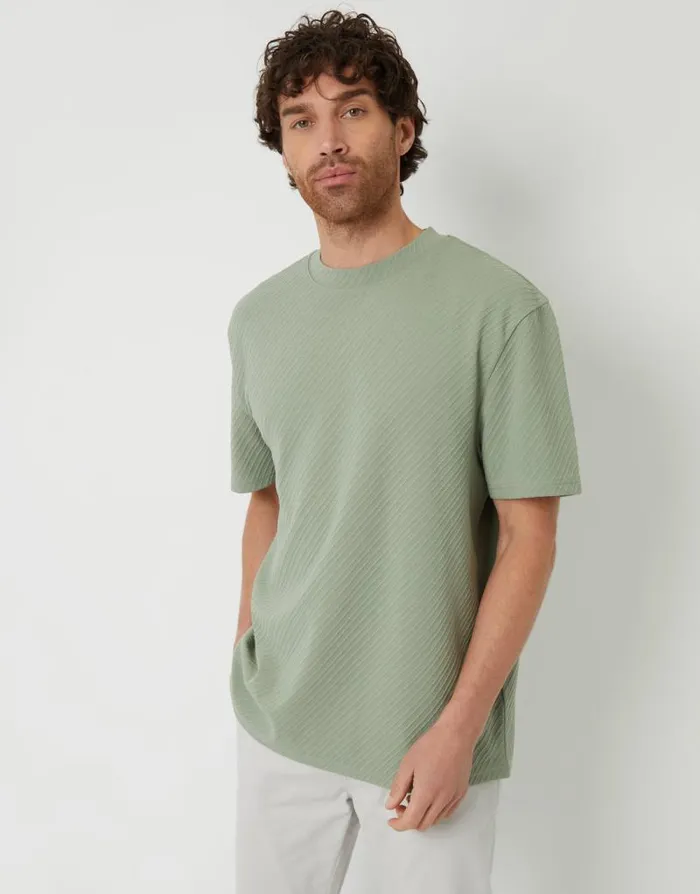 Men Sage Textured Relaxed Fit TShirt Threadbare TShirts
