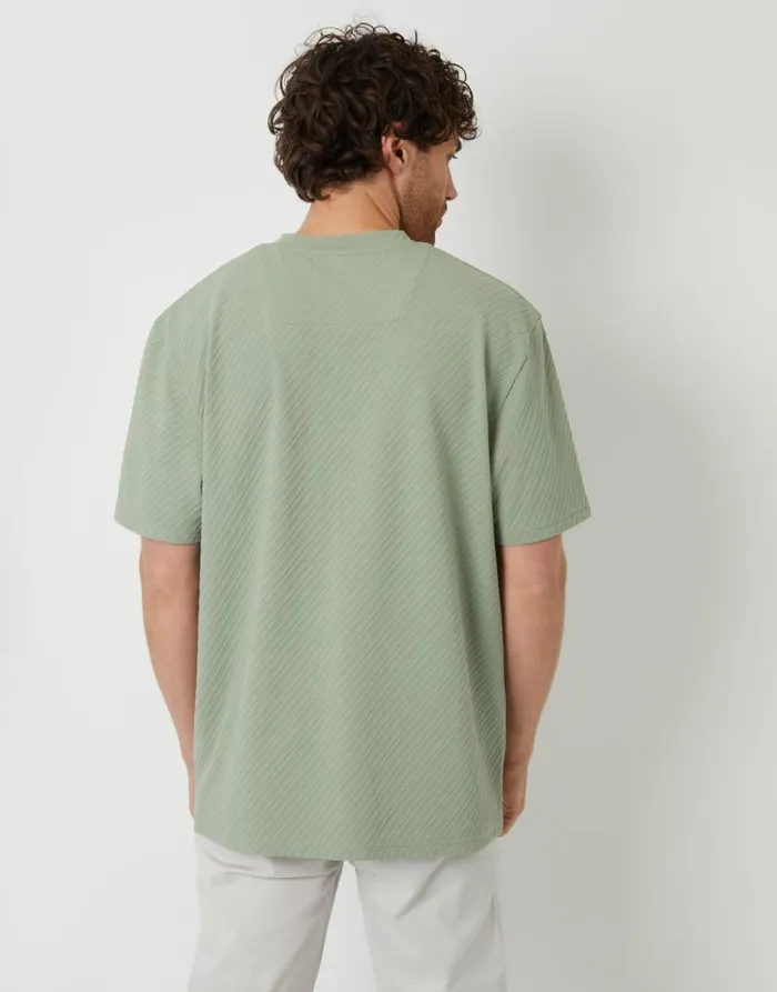Men Sage Textured Relaxed Fit TShirt Threadbare TShirts