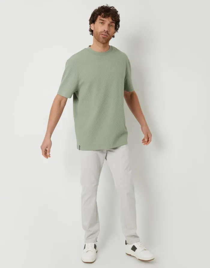 Men Sage Textured Relaxed Fit TShirt Threadbare TShirts