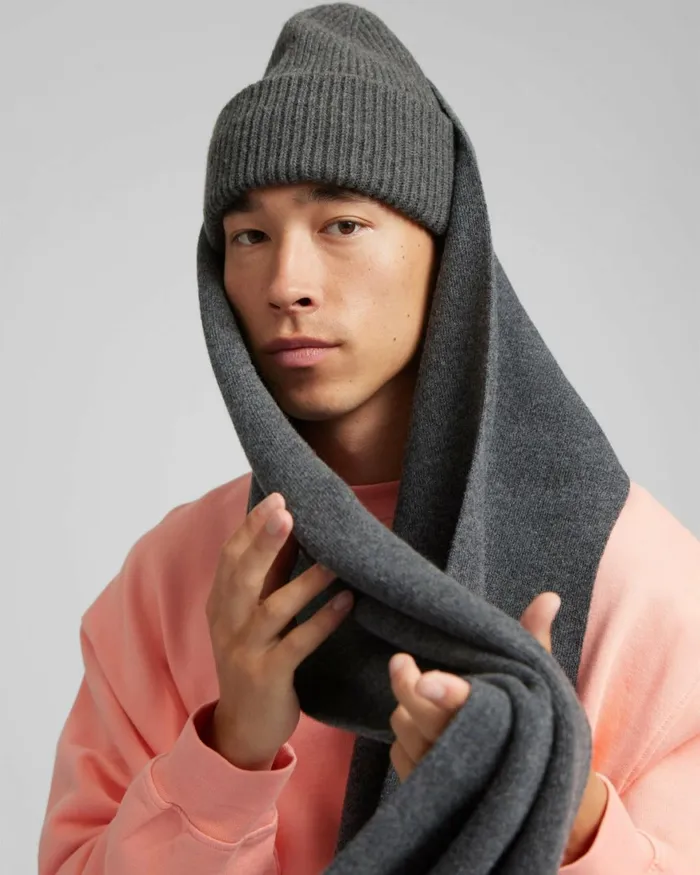 Men Scarves Colorful Standard Merino Wool Scarf Heather Grey