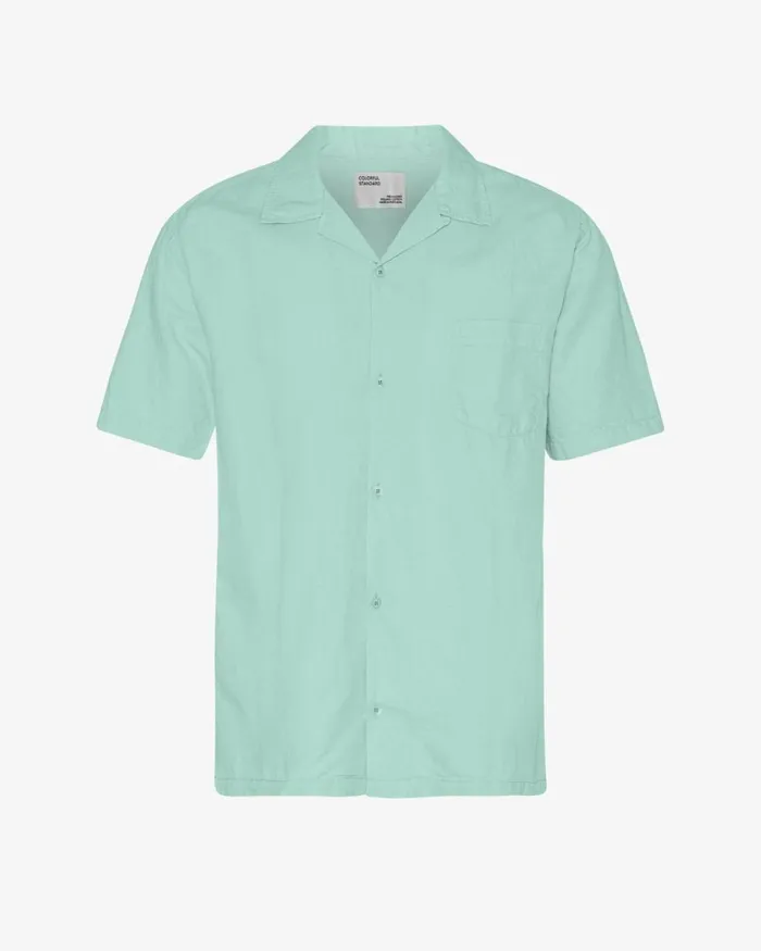 Men Shirts Colorful Standard Linen Short Sleeved Shirt Light Aqua