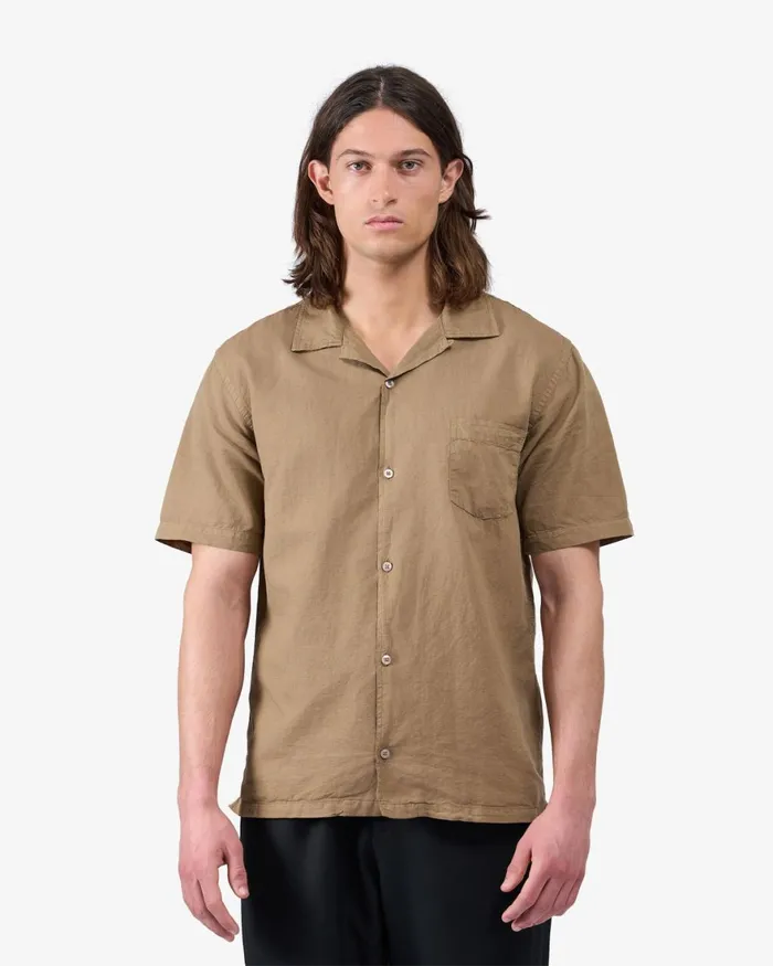 Men Shirts Colorful Standard Linen Short Sleeved Shirt Light Aqua