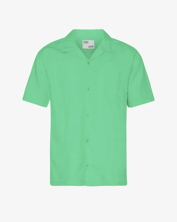 Men Shirts Colorful Standard Linen Short Sleeved Shirt Spring Green