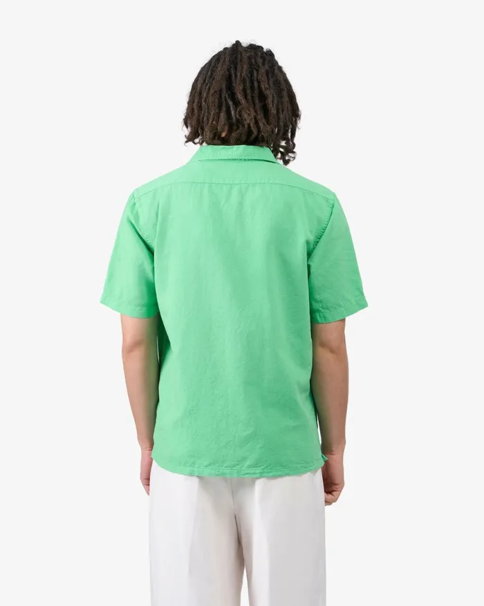 Men Shirts Colorful Standard Linen Short Sleeved Shirt Spring Green