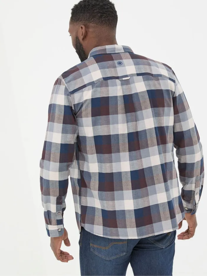 Men Shirts Fat Face Blue Long Sleeve Buffalo Check Shirt