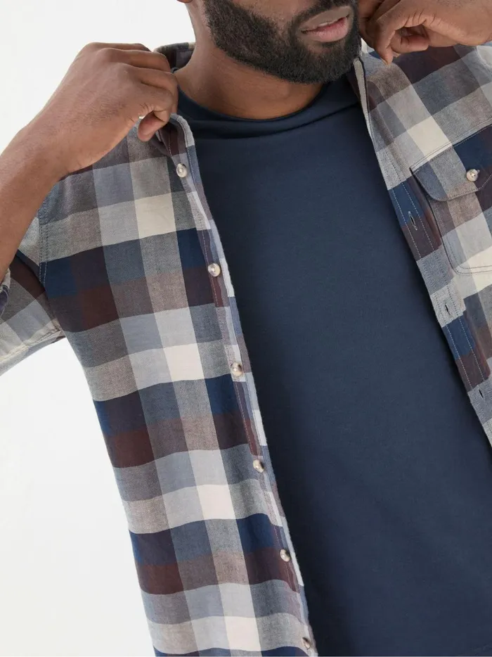 Men Shirts Fat Face Blue Long Sleeve Buffalo Check Shirt