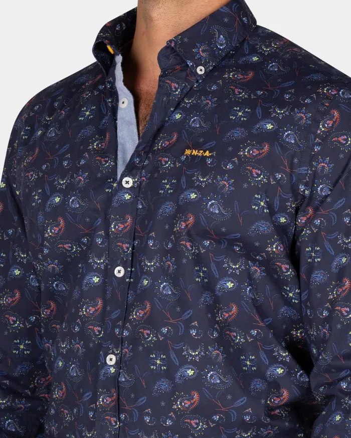 Men Shirts NZA New Zealand Auckland Dark Blue Shirt With Leaf Print 8211 Winter Navy Men Shirts NZA New Zealand Auckland Dark Blue Shirt With Leaf Print 8211 Winter Navy