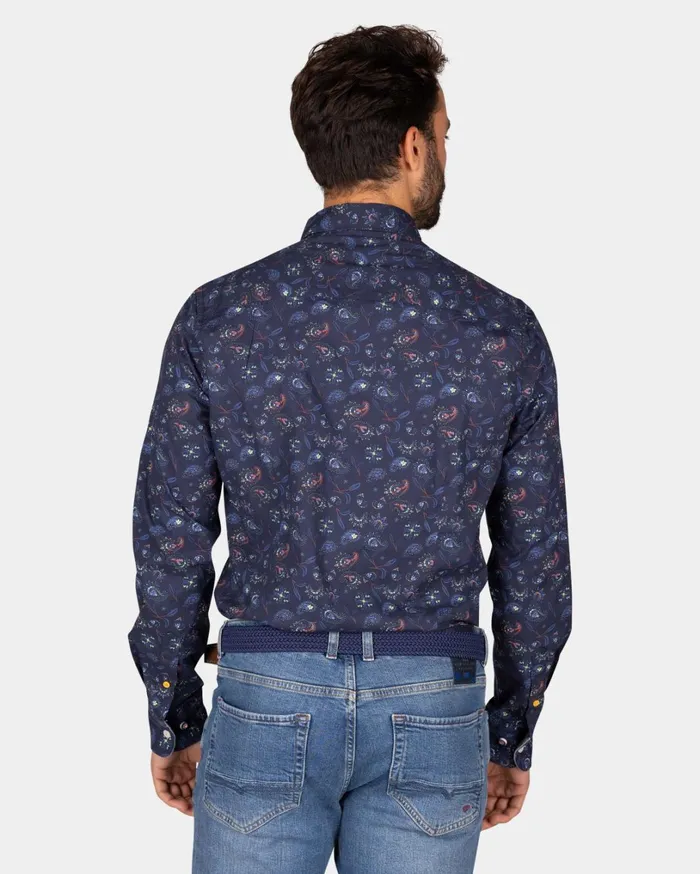 Men Shirts NZA New Zealand Auckland Dark Blue Shirt With Leaf Print 8211 Winter Navy Men Shirts NZA New Zealand Auckland Dark Blue Shirt With Leaf Print 8211 Winter Navy