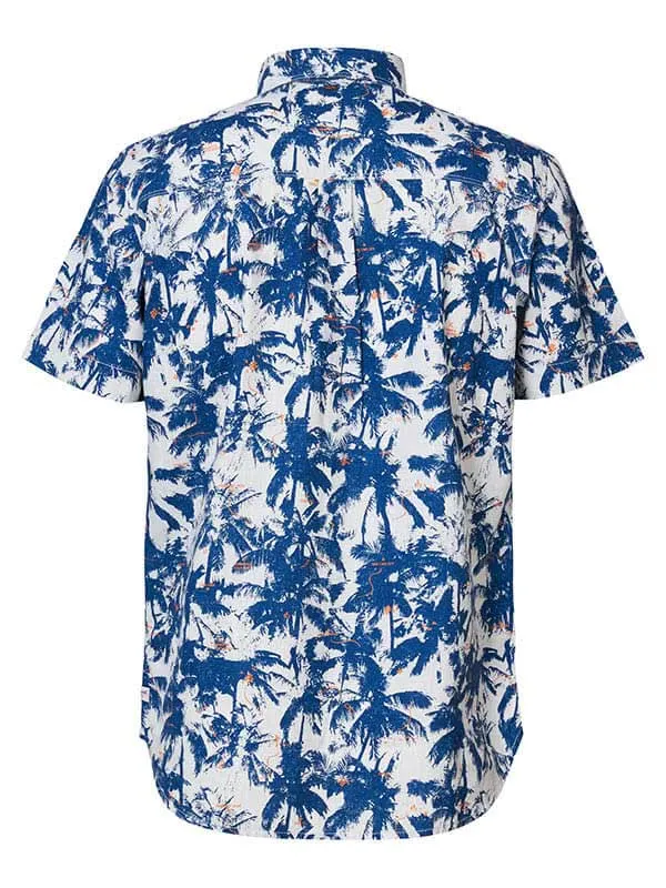Men Shirts Petrol Industries Botanical ShortSleeved Shirt Antartica
