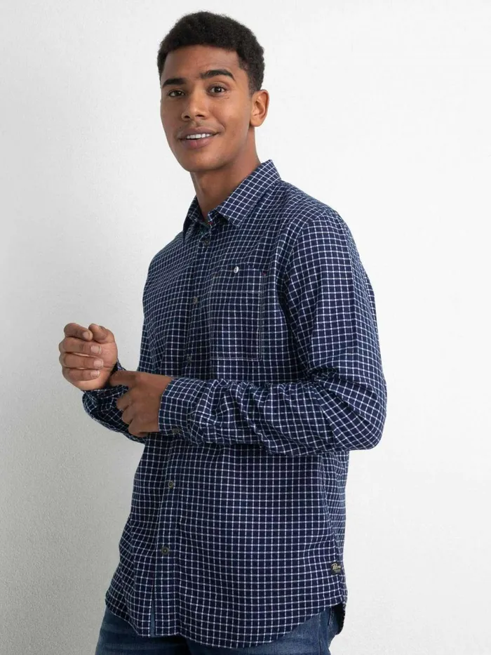 Men Shirts Petrol Industries Checked Shirt Dark Indigo