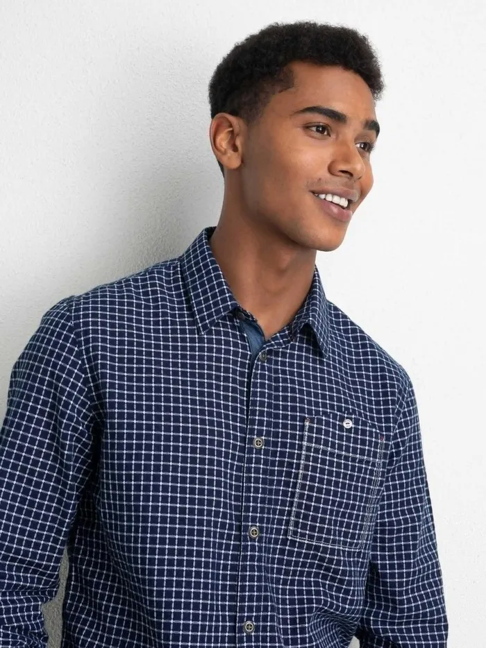 Men Shirts Petrol Industries Checked Shirt Dark Indigo