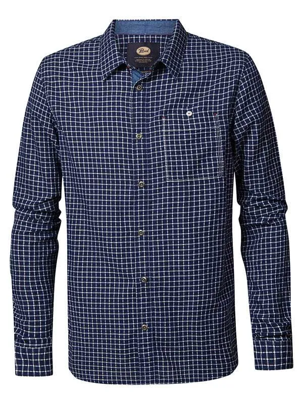 Men Shirts Petrol Industries Checked Shirt Dark Indigo