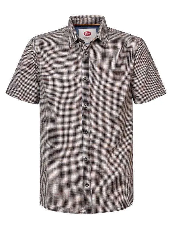 Men Shirts Petrol Industries Checked ShortSleeved Shirt Midnight Navy