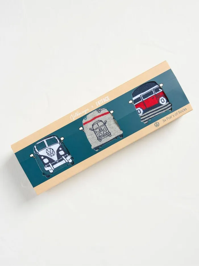 Men Socks Fat Face Green 3 Pack Vw Camper Socks
