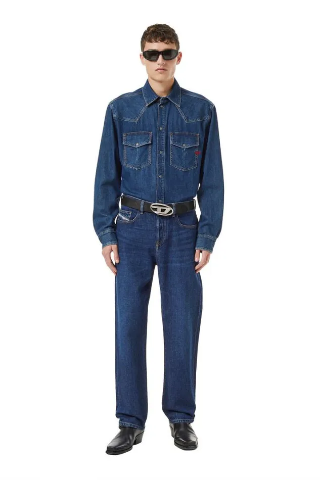 Men Straight Jeans 2020 DViker 09c03 Dark Blue Diesel Straight