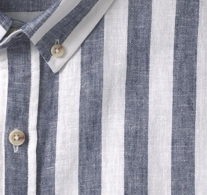 Men Stripe LinenBlend Shirt Navy Stripe JohnstonandMurphy ShortSleeve Shirts Men Stripe LinenBlend Shirt Navy Stripe JohnstonandMurphy ShortSleeve Shirts