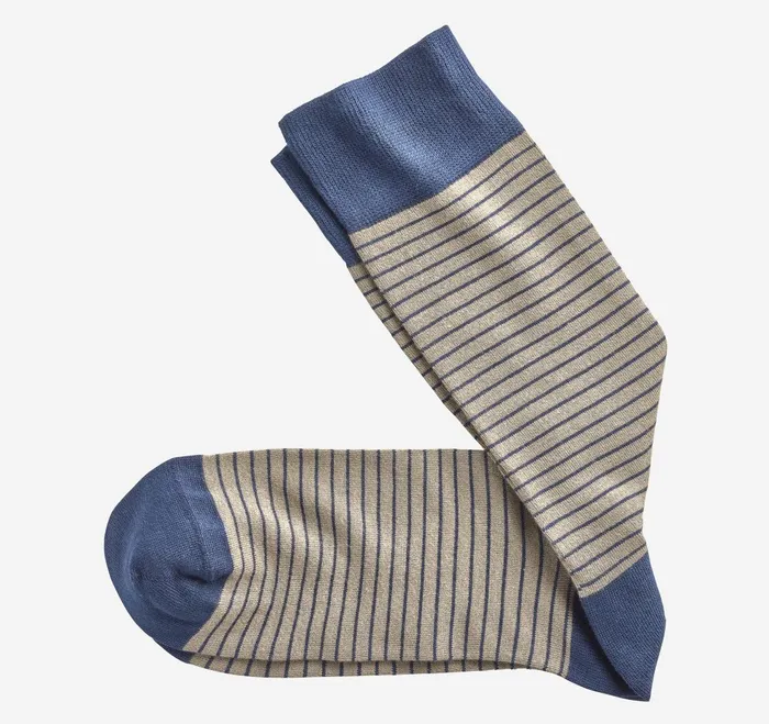 Men Striped Dress Socks Khaki Stripe JohnstonandMurphy Socks