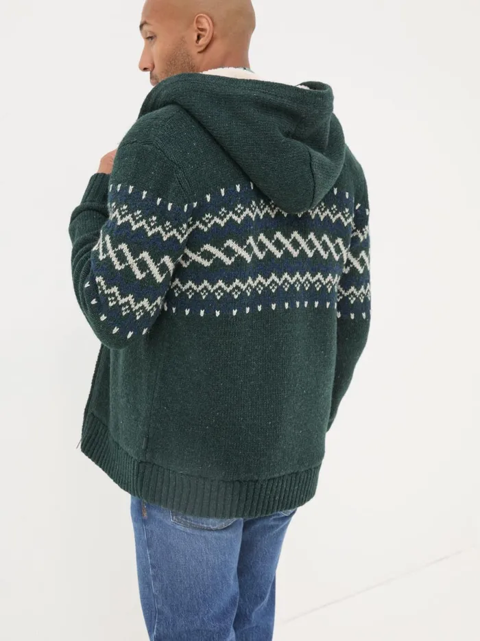 Men Sweatshirts and Hoodies Fat Face Dark Green Findon Knitted Pattern Hoodie Men Sweatshirts and Hoodies Fat Face Dark Green Findon Knitted Pattern Hoodie