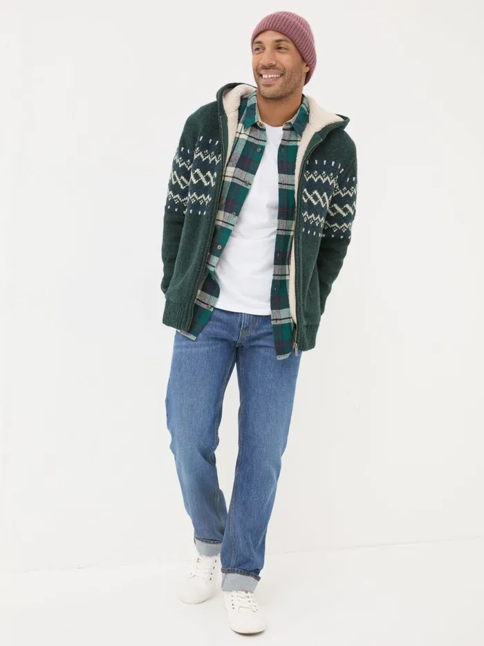 Men Sweatshirts and Hoodies Fat Face Dark Green Findon Knitted Pattern Hoodie Men Sweatshirts and Hoodies Fat Face Dark Green Findon Knitted Pattern Hoodie