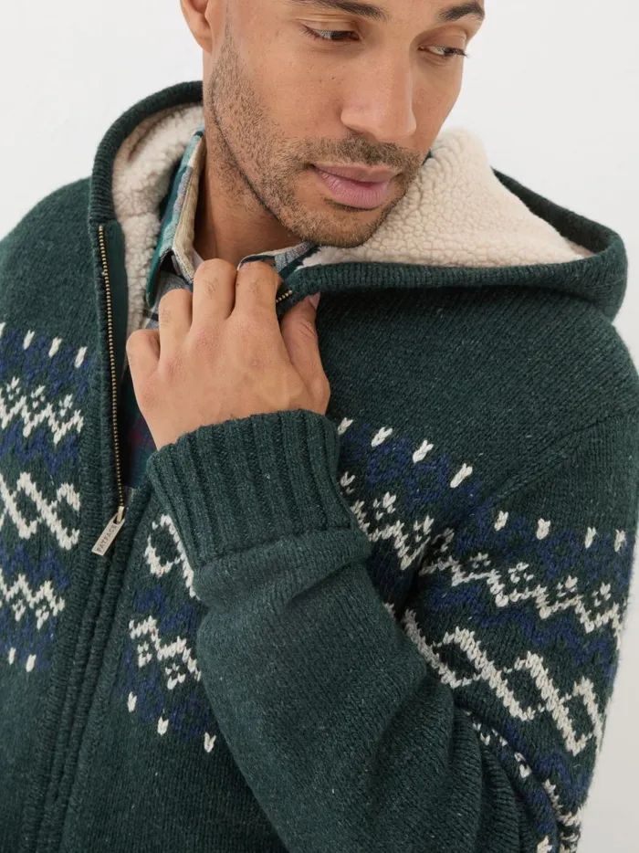 Men Sweatshirts and Hoodies Fat Face Dark Green Findon Knitted Pattern Hoodie Men Sweatshirts and Hoodies Fat Face Dark Green Findon Knitted Pattern Hoodie