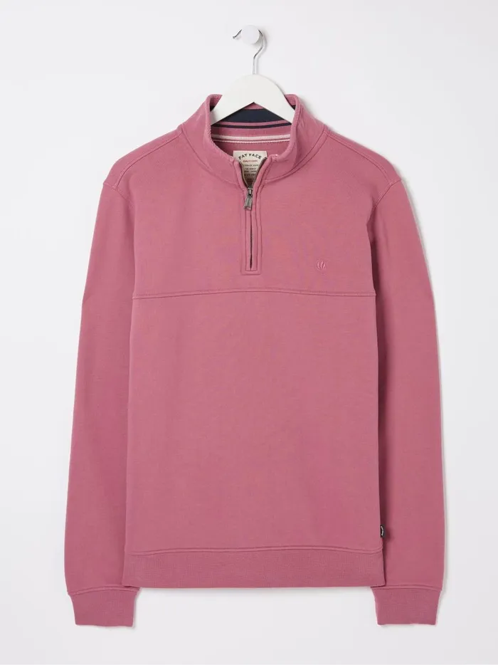 Men Sweatshirts and Hoodies Fat Face Fowey Pink Half Neck Sweatshirt